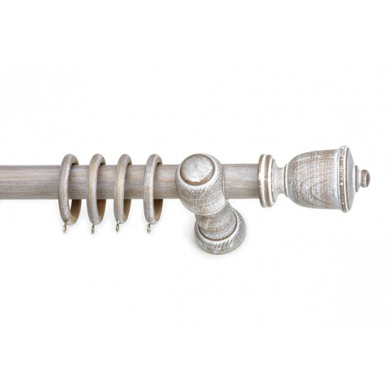 Ξύλινο Κουρτινόξυλο Ανάρτηση Trulo Φ35 Sbianco