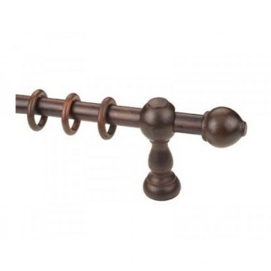 Ξύλινο Κουρτινόξυλο Απλό Φ23 Καρυδί