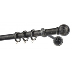 Κουρτινόξυλο Φ25 R0058 Μαύρο Πατίνα Ασημί