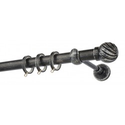 Κουρτινόξυλο Φ25 R0427 Μαύρο Πατίνα Ασημί