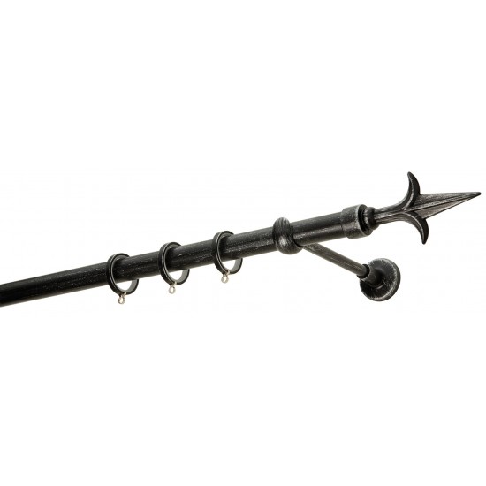 Κουρτινόξυλο Φ25 R0449 Μαυρό Πατίνα Ασημί