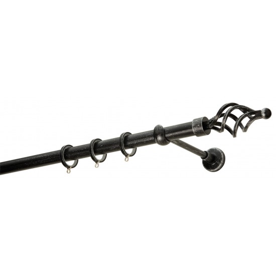 Κουρτινόξυλο Φ25 R0454 Μαύρο Πατίνα Ασημί