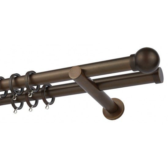 Διπλό Κουρτινόξυλο Φ25 Α0058 Μπρονζέ Ματ