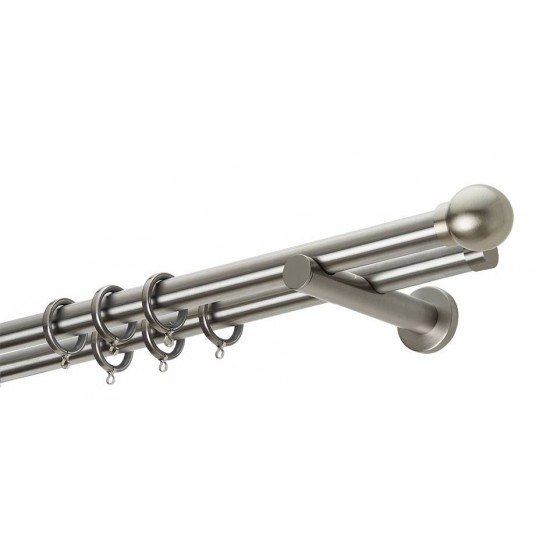 Διπλό Κουρτινόξυλο Φ25 Α0058 Νίκελ Ματ