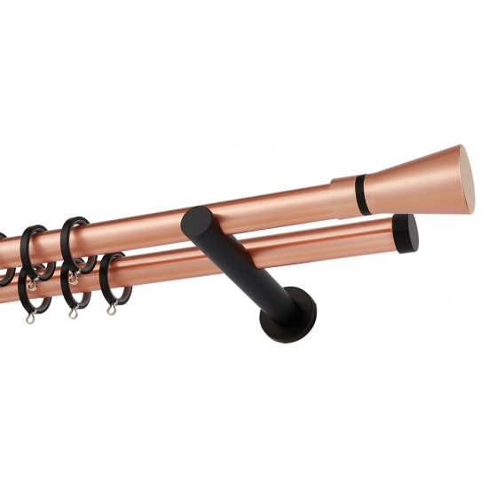 Διπλό Κουρτινόξυλο Φ25 Α4110 Χαλκός Ματ / Μαύρο