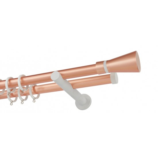 Διπλό Κουρτινόξυλο Φ25 Α4110 Χαλκός Ματ / Λευκό