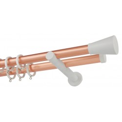 Διπλό Κουρτινόξυλο Φ25 Α4141 Χαλκός Ματ / Λευκό