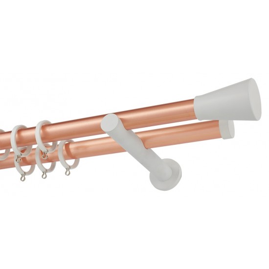 Διπλό Κουρτινόξυλο Φ25 Α4141 Χαλκός Ματ / Λευκό Διπλό Κουρτινόξυλο Φ25 Α4141 Χαλκός Ματ / Λευκό