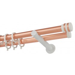 Διπλό Κουρτινόξυλο Φ25 Α4143 Χαλκός Ματ / Λευκό