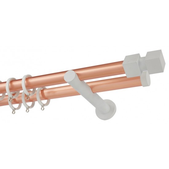 Διπλό Κουρτινόξυλο Φ25 Α4144 Χαλκός Ματ / Λευκό Διπλό Κουρτινόξυλο Φ25 Α4144 Χαλκός Ματ / Λευκό