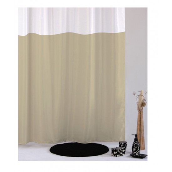 Κουρτίνα Μπάνιου Μπεζ με Τρουκς