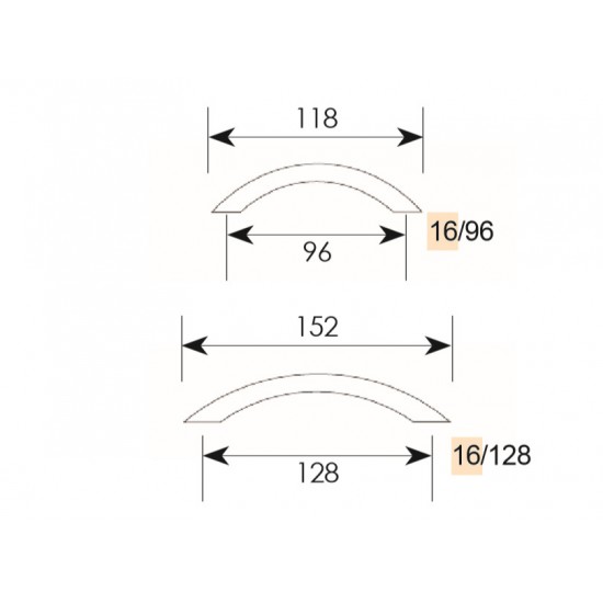 Λαβή Επίπλων 16 Λευκό (2 διαστάσεων) Λαβή Επίπλων 16 Λευκό (2 διαστάσεων)