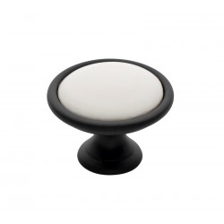 Πόμολo Επίπλων 523  Ματ Μαύρο / Λευκή Πορσελάνη