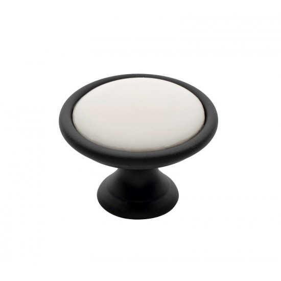 Πόμολo Επίπλων 523  Ματ Μαύρο / Λευκή Πορσελάνη