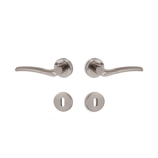 Πόμολα πόρτας χειρολαβή με ροζέτα C1045 Νίκελ Ματ/Χρώμιο