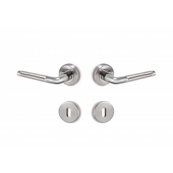 Πόμολο Πόρτας Χειρολαβή Με Ροζέτα C1255 Νίκελ Ματ/Χρώμιο