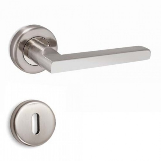 Πόμολο Πόρτας Χειρολαβή Με Ροζέτα C1275 Νίκελ Ματ/Χρώμιο