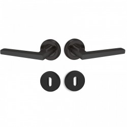Πόμολα Πόρτας Χειρολαβή Με Ροζέτα C1275 σε Μαύρο Ματ