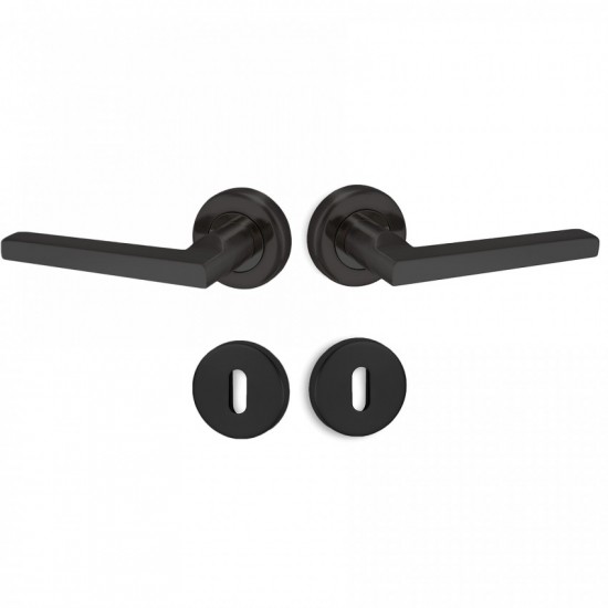 Πόμολα Πόρτας Χειρολαβή Με Ροζέτα C1275 σε Μαύρο Ματ