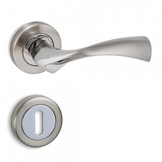 Πόμολο Πόρτας Χειρολαβή Με Ροζέτα C1415 Νίκελ Ματ/Χρώμιο