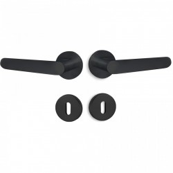 Πόμολα Πόρτας Χειρολαβή με Ροζέτα C1855 Μαύρο Ματ