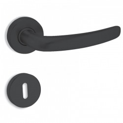 Πόμολα Πόρτας Χειρολαβή με Ροζέτα C605 σε Μαύρο Ματ