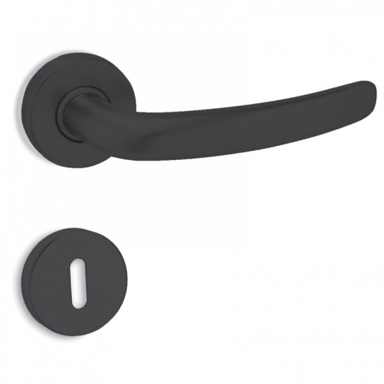Πόμολα Πόρτας Χειρολαβή με Ροζέτα C605 σε Μαύρο Ματ