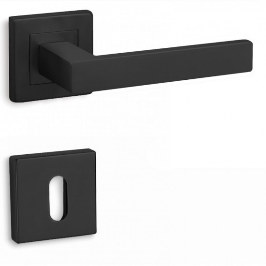 Πόμολα Πόρτας Χειρολαβή Με Ροζέτα C875 σε Μαύρο Ματ