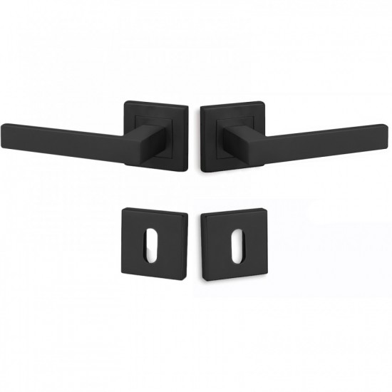 Πόμολα Πόρτας Χειρολαβή Με Ροζέτα C875 σε Μαύρο Ματ