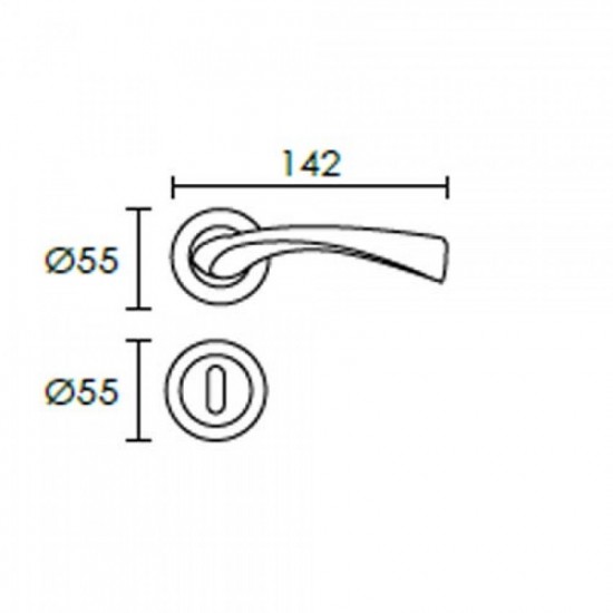 Πόμολο Πόρτας Χειρολαβή Με Ροζέτα C1415 Νίκελ Ματ/Χρώμιο