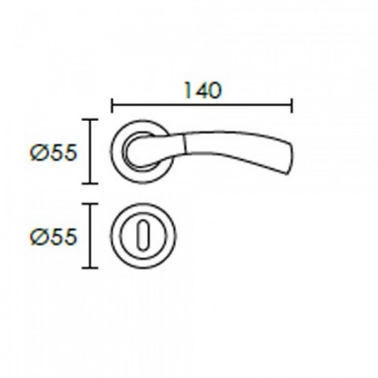 Πόμολο Πόρτας Χειρολαβή Με Ροζέτα C1425 Νίκελ Ματ/Χρώμιο