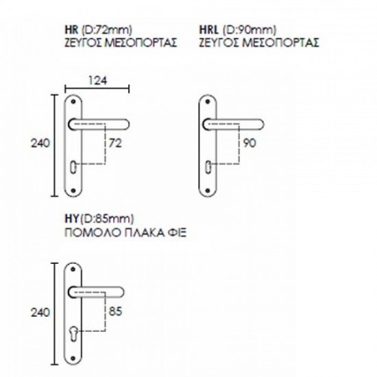 Πόμολα Πόρτας Χειρολαβή με Πλάκα C605 σε Μαύρο Ματ