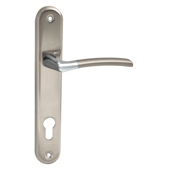 Πόμολο πόρτας χειρολαβή με Πλάκα 528 Νίκελ Ματ/Χρώμιο