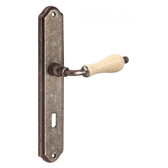 Πόμολα πόρτας χειρολαβή με Πλάκα K315 Old Silver Κρακελέ