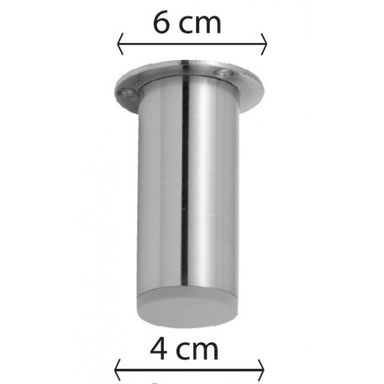 Πόδι επίπλων στρογγυλό με μεταλλική ροζέτα Α160 Νίκελ ματ